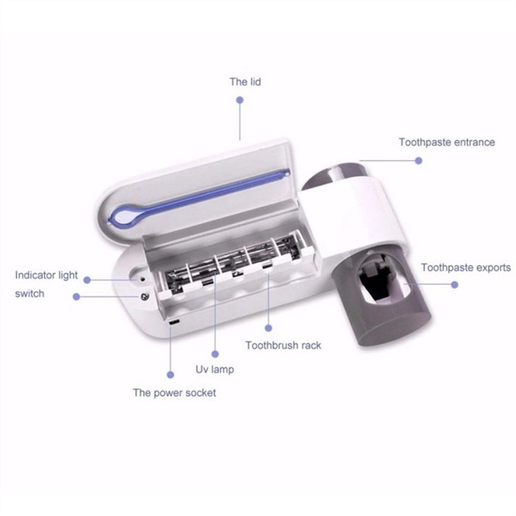 Toothbrush Sanitizer Holder with toothpaste dispenser